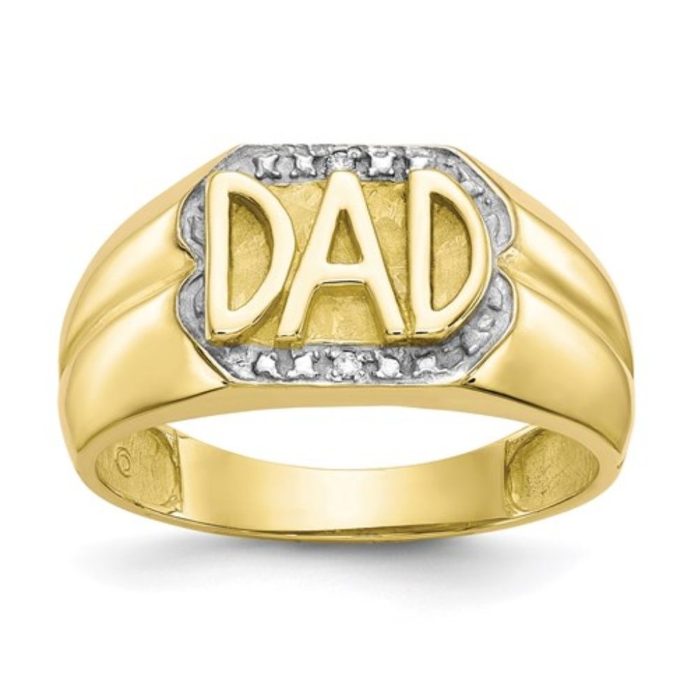 10k Gold Men's Diamond DAD Ring, Size 10